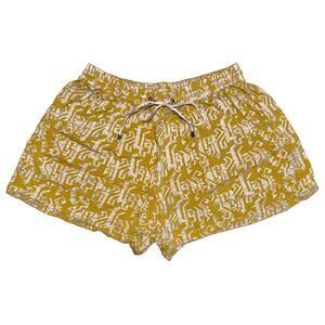 elevenses Anthropologie Embroidered Pull On Shorts Size S Yellow Green White